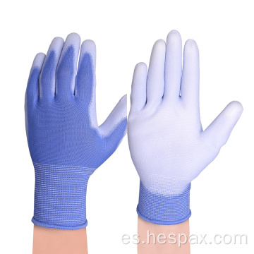 Hespax 13g Construcción de poliéster Guantes de palma PU antiestáticos